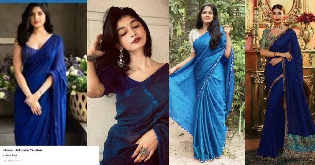 Romantic Captions About Blue Sarees
