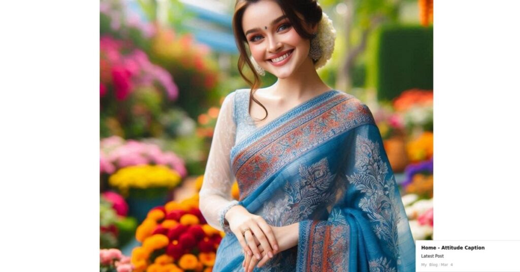 Romantic Captions About Blue Sarees