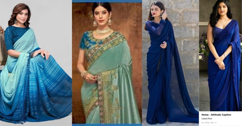 Romantic Captions About Blue Sarees
