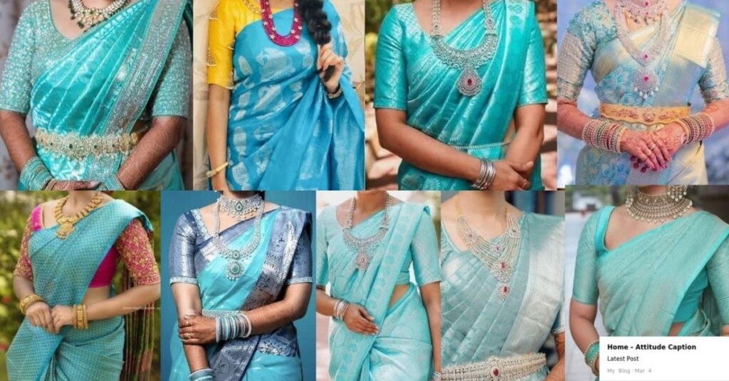 Romantic Captions About Blue Sarees